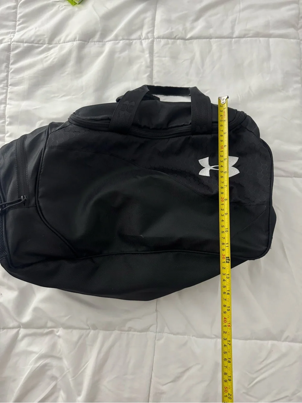 Under Armour Black Duffel with White Logo Accent